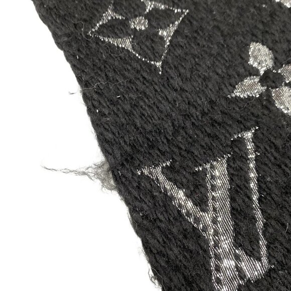 LOUIS VUITTON Echarpe Logomania Shine  Noir IS0198 Scarf 468-090225 - Picture 4 of 7